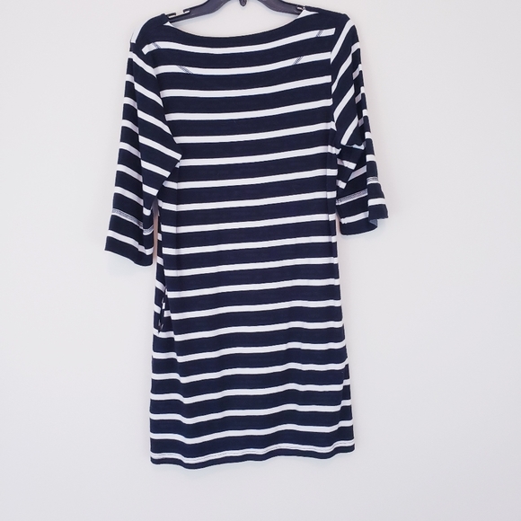 Black White Stripe Dress Tunic Size Large Twik Simons Long Sleeve Knit Large - Picture 5 of 5